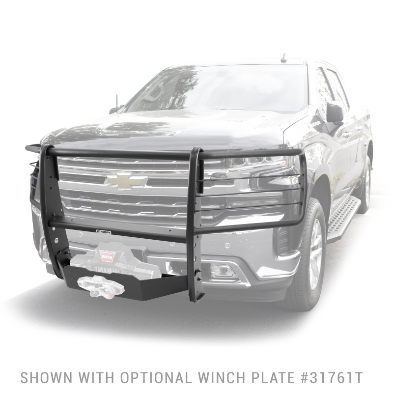 Chevrolet Silverado 1500 Grille Guard - Front - Go Rhino - 3100 Series StepGuard with Brush Guards - Textured Black - `19-`20